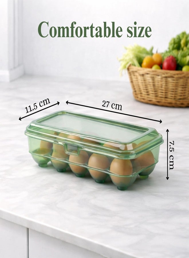 HoopVool Egg Storage for Refrigerator, Egg Holder for Fridge, Portable Egg Organizer with Lid, Stackable Egg Storage with Safety Buckle (10-Slots, Green) - Image 3